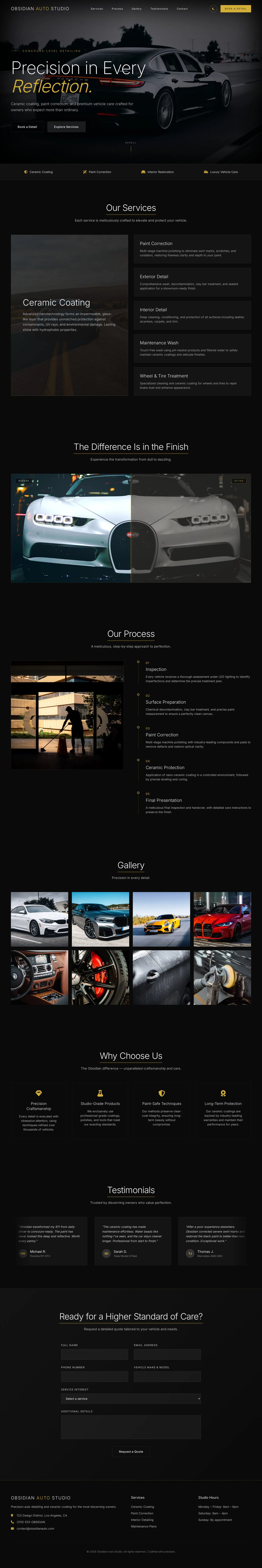 Luxury Auto Detailing — full page design